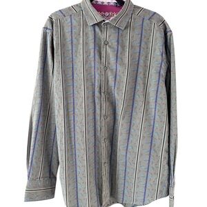 Robert Graham Men's Shirt in Gray and Blue